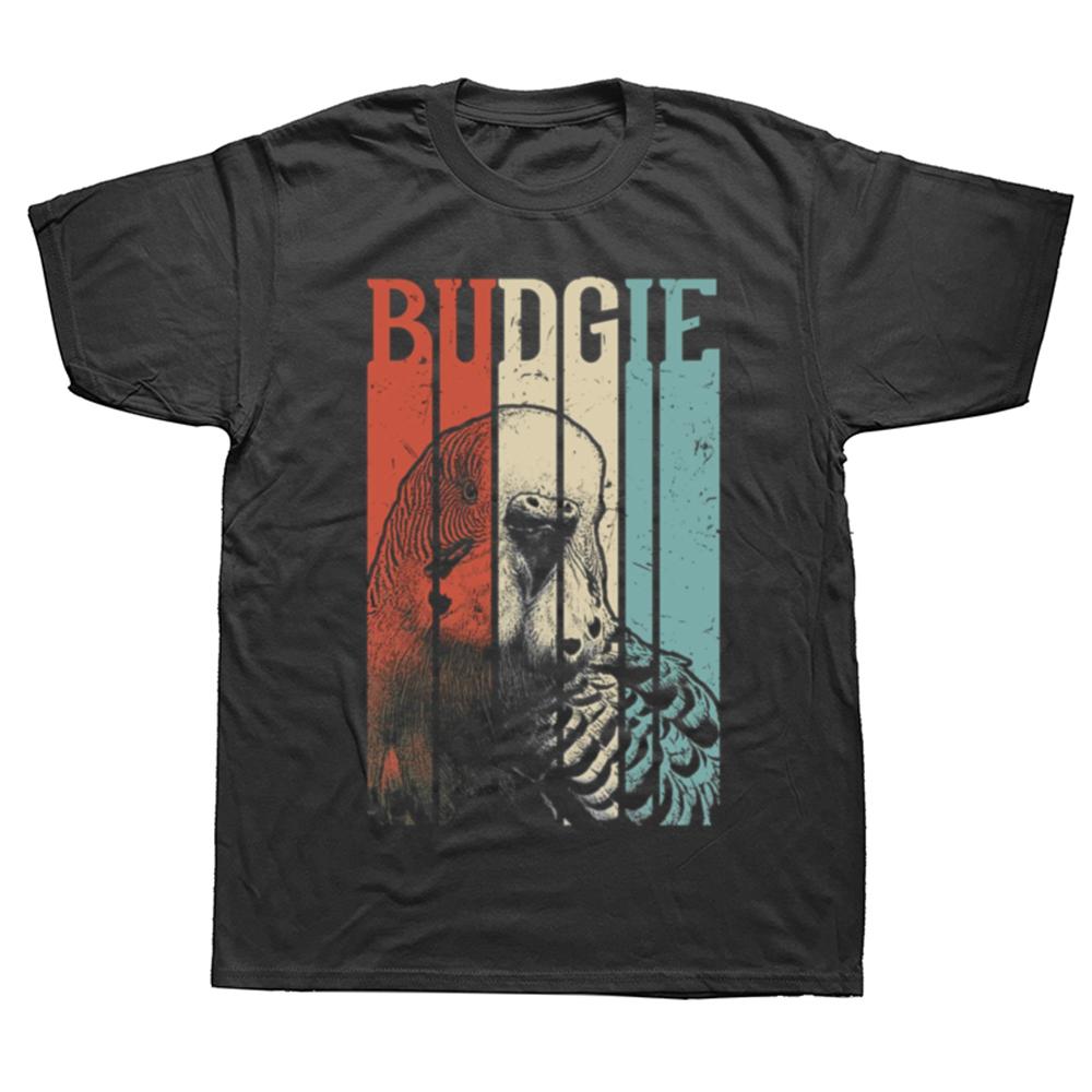 Funny Retro Vintage Budgie Classic Graphic T-shirts Men Women's Fashion Casual Tshirt 100% Cotton Loose Oversized Bird T Shirt