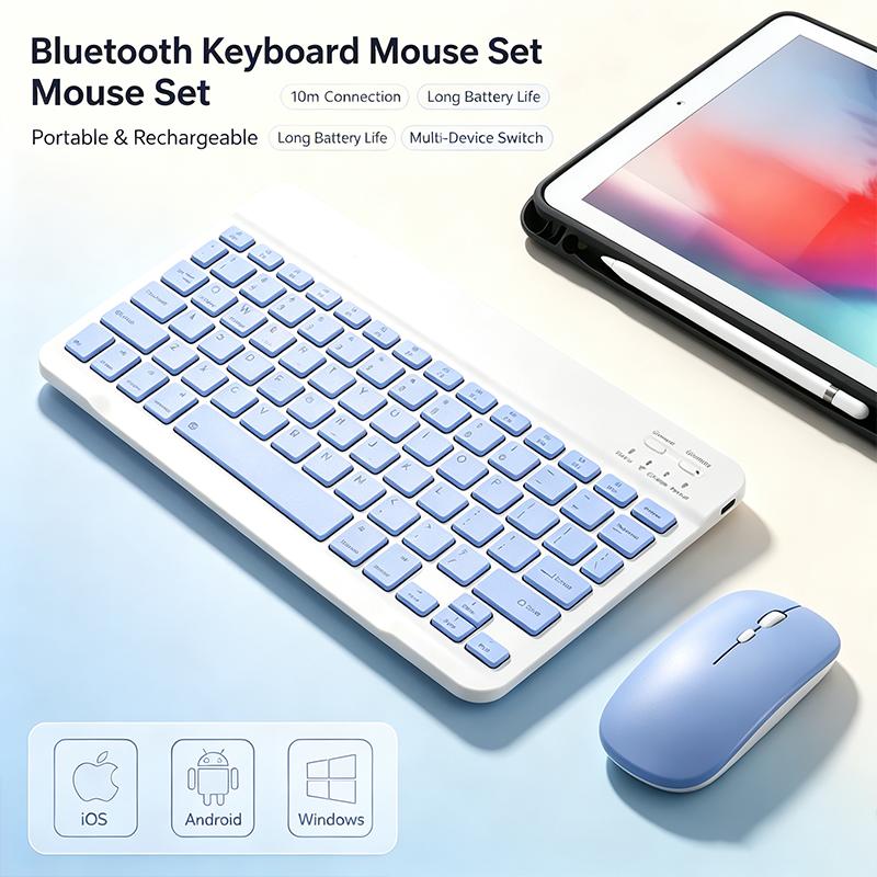Bluetooth Wireless Keyboard Portable Mini Keyboard with Mouse Universal for iPad Tablet Mobile Phone Android Windows