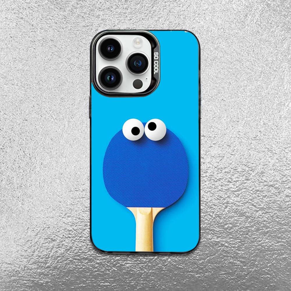 Table Tennis Racket Ping Pong Phone Case For iPhone 17,16,Pro,Max,e,15,14,Plus,13,12,Mini,11, Matte Colored Silver Luxury Cover