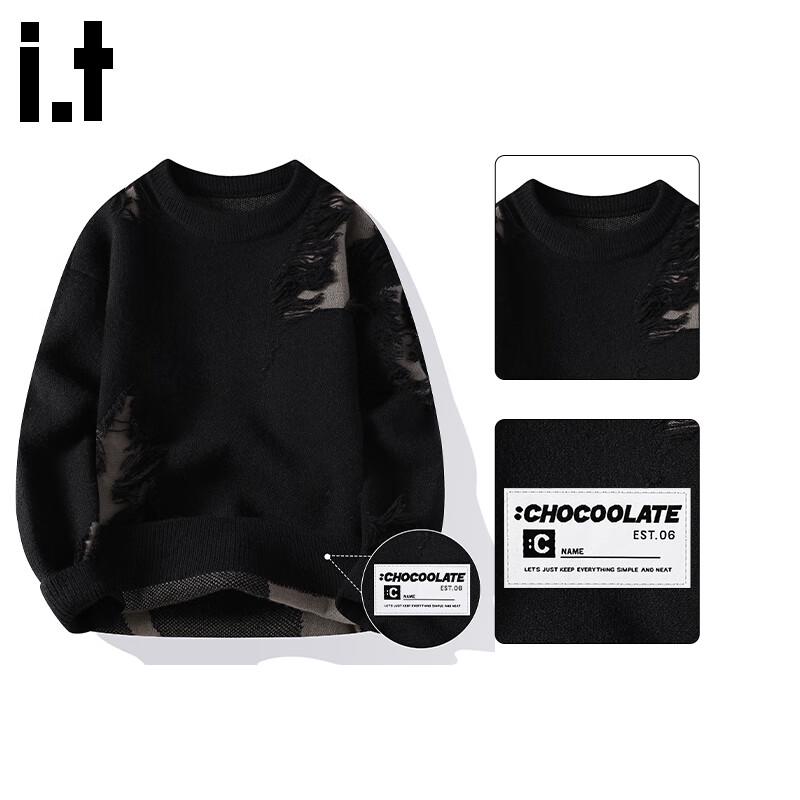 

Men s Distressed Round Neck Knit Sweater