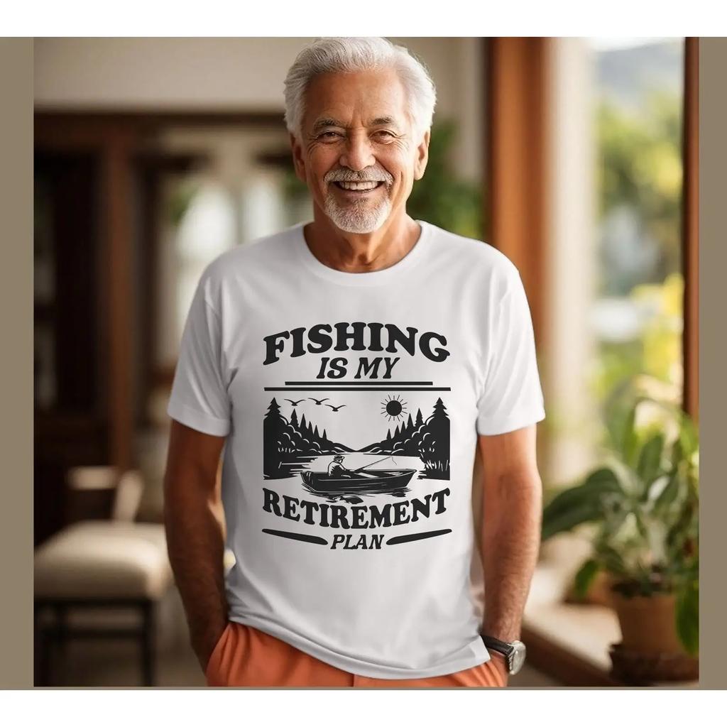 Unisexs Fishing Is My Retireunisext Plan Funny T Shirt Casual Retired Fisherunisex Vintage Breathable Streetwear Fashion