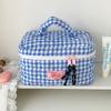 For Travel And Gym Use Convenient Hand Carry Plaids Cosmetic Storage Bag Large Capacity Quilted Heart Embroidery