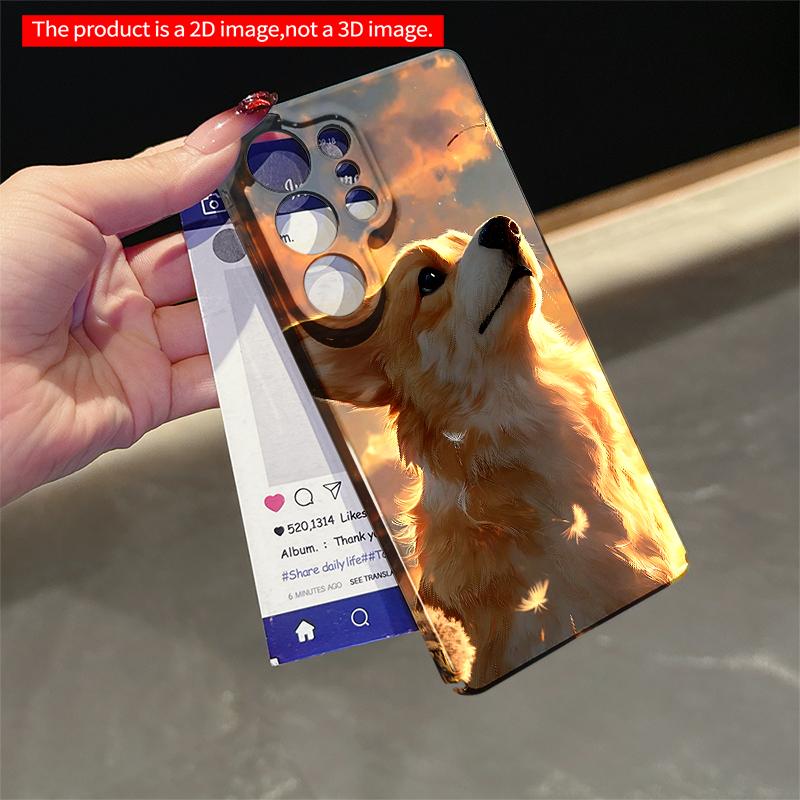 2DFlat Samsung phone case Corgi Gazing at Dandelion Seeds in Golden Sunset Applicable to Galaxy S22 S23 S24 S25ULTRA S26 A12 A13 A14 A15 A16