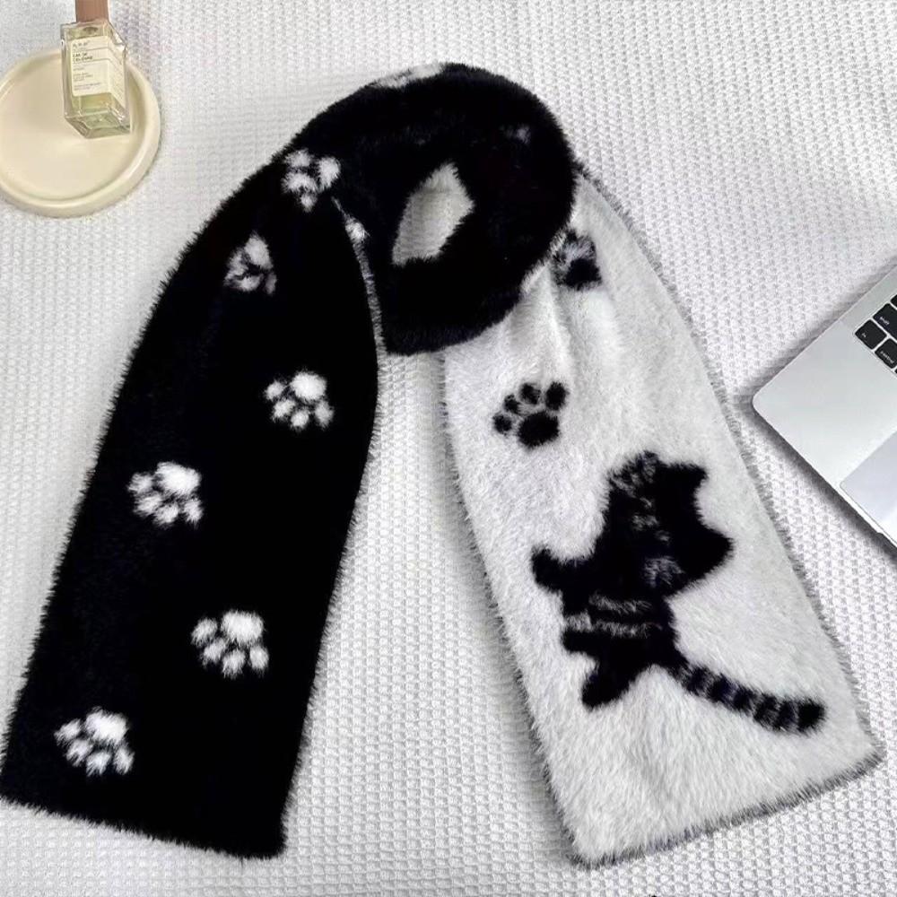 Cat Winter Scarf Warm Pashmina Cute Mink Wool Scarf  Women