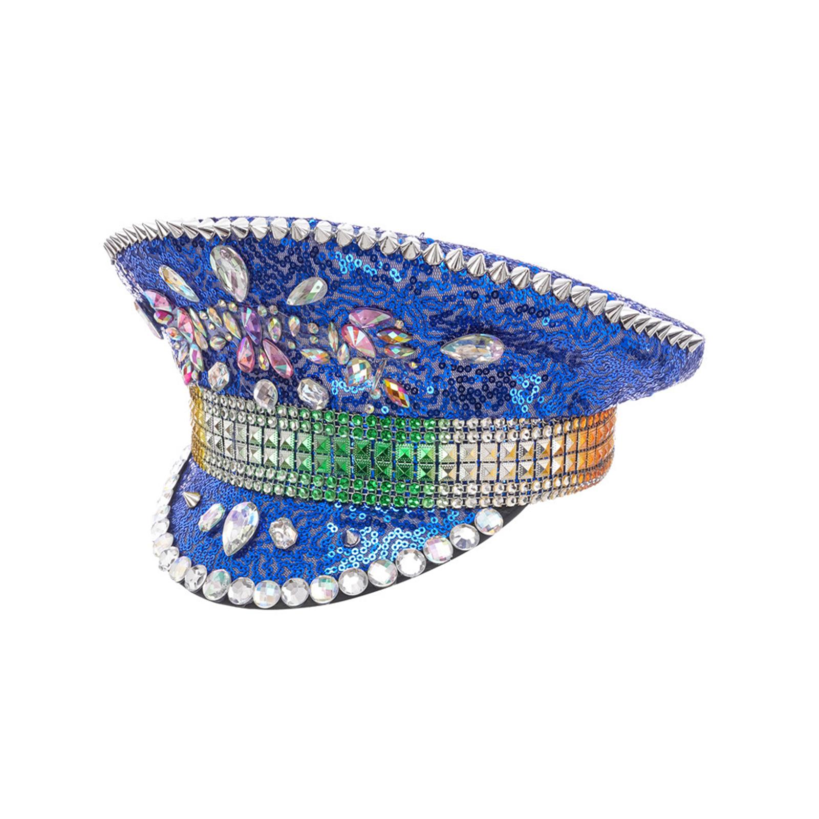 

Eye Catching Rhinestones Hat Wedding Bridal Hat Music Party Stage Hat for Birthday and Holiday Parties A