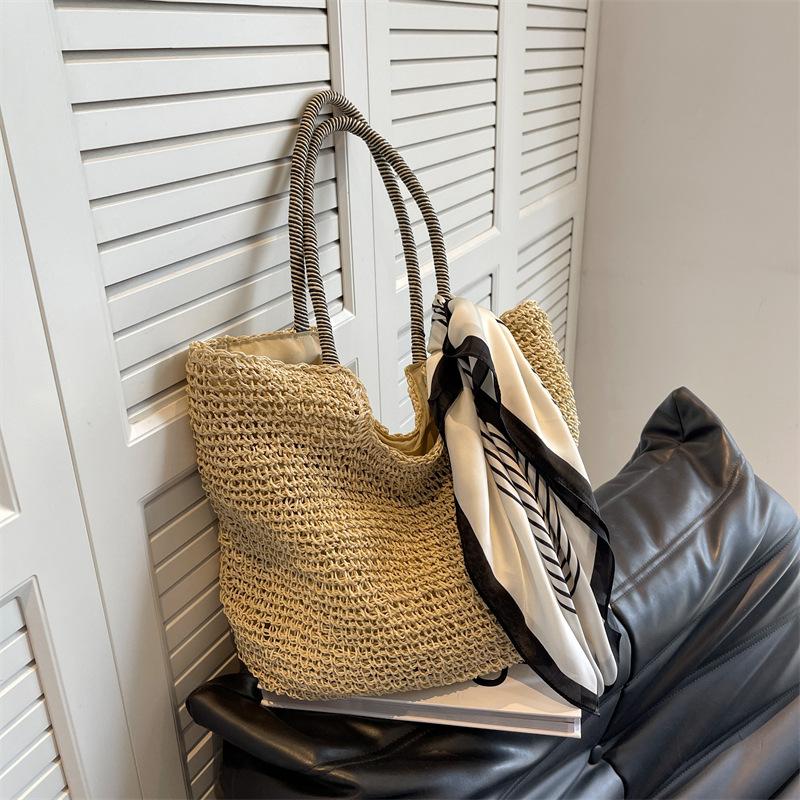Casual Large-capacity Straw Woven Bag Women's New Women's Bag Versatile Shoulder Bag Straw Woven Tote Bag