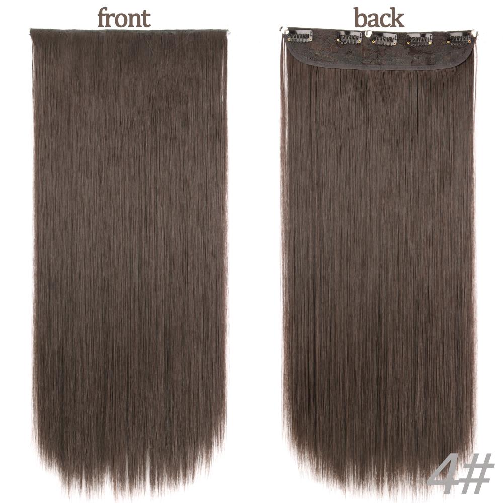 MERISIHAIR Women Fashion Long Straight Synthetic Fiber Hair Extensions 5 Clips Invisible Hairpiece for Daily Wear