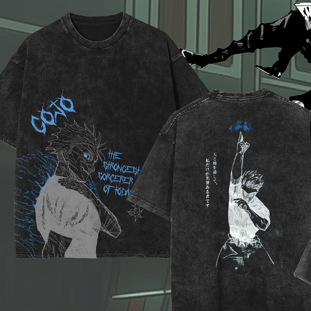 Gojo Satoru Jujutsu Kaisen Pánské Dámské Tričko Prané Bavlněné Tričko Oblečení Léto Krátký Rukáv Nadměrná Trička Streetwear