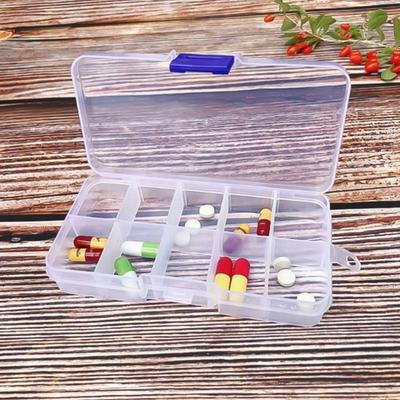 Boîte à pilules 10 grilles, étui de rangement Transparent détachable pour bijoux et colliers, pour la maison