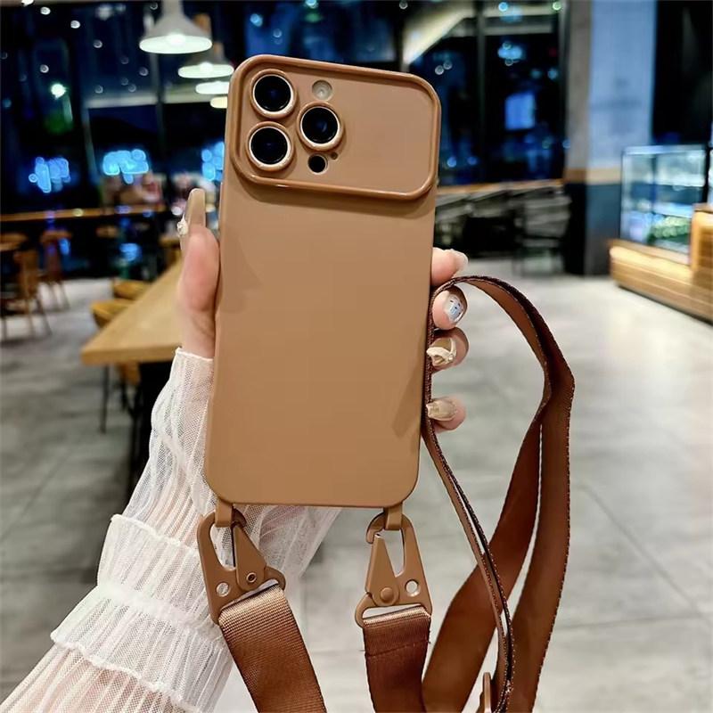 Shockproof TPU Crossbody Lanyard Silicone Phone Case For iPhone17 16 15 14 13 Pro Max 12 11 Cord Rope Necklace Strap Soft Cover