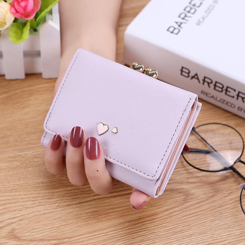 Korean Style Mini Tri-Fold Coin Purse: Fashionable Dual-Use Card Holder & Wallet for Female Students