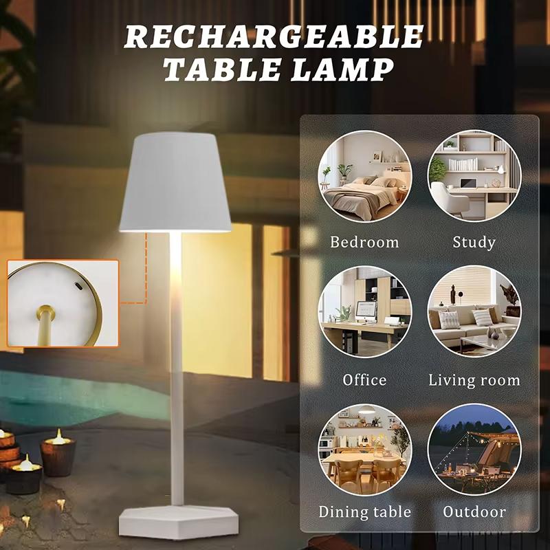 3 Colors Table Lamp LED Touch Sensor Desktop Night Light Rechargeable Wireless Reading Lamp For Hotel Bar Restaurant Room Decor