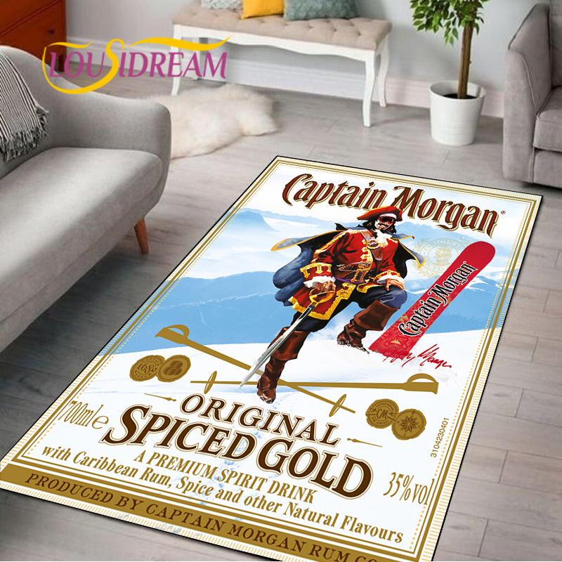 Captain Morgan Musterteppich für Schlafzimmer Wohnzimmer Teppich für Küchenbodenmatten Heimdekor Kinder Rutschfeste Bodenmatte Teppich Alfombra