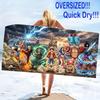 Japanese Anime Pirate Print Beach Towel, Large Soft Quick Dry Towel for Beach Camping Swimming