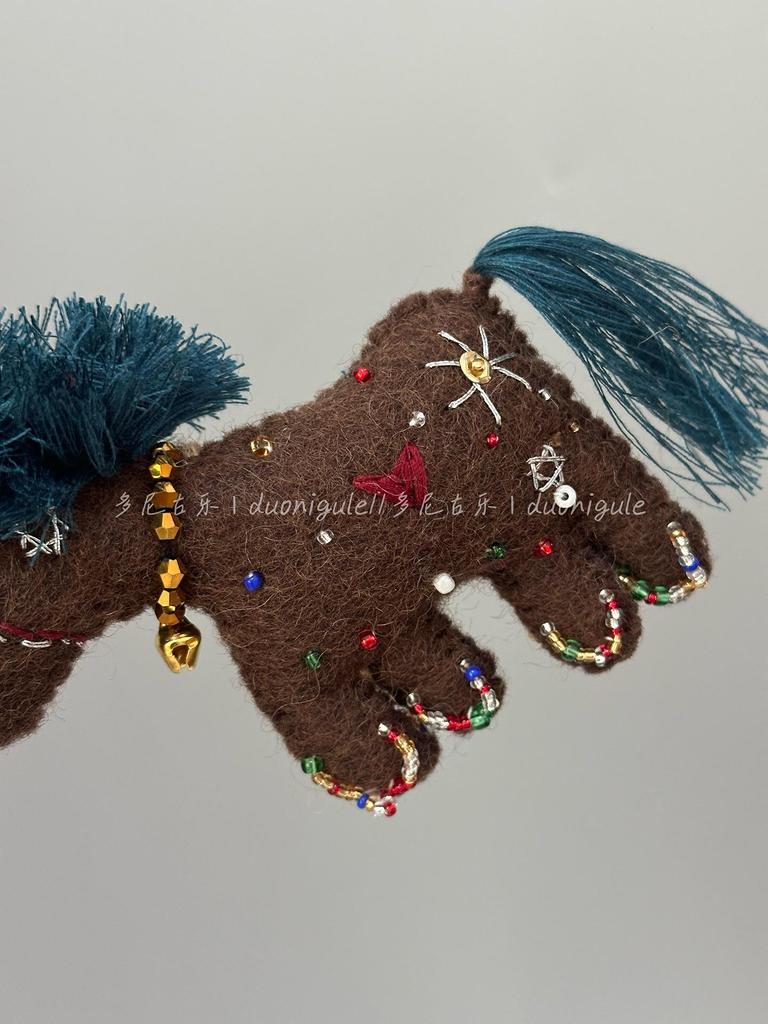 Nepal Handmade Wool Felt Pony Tassel Bag Charm Keychain Ornament