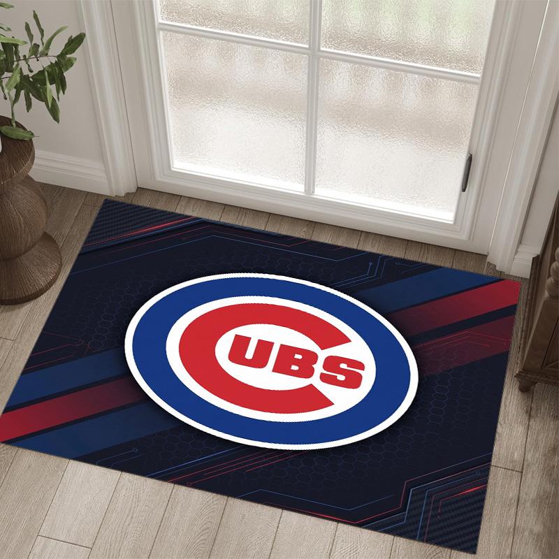 Chicago Cubs Design Crystal Velvet Carpet Cozy Non?Slip Printed Rug For Bedroom Living Room Entrance