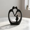 Figurină Imprimată 3D Familie de Trei Persoane, Statuie Părinte și Copil în Formă de Inimă, Ornament Mat pentru Decorul Casei, Cadou Creativ pentru Casă Nouă Ziua Mamei