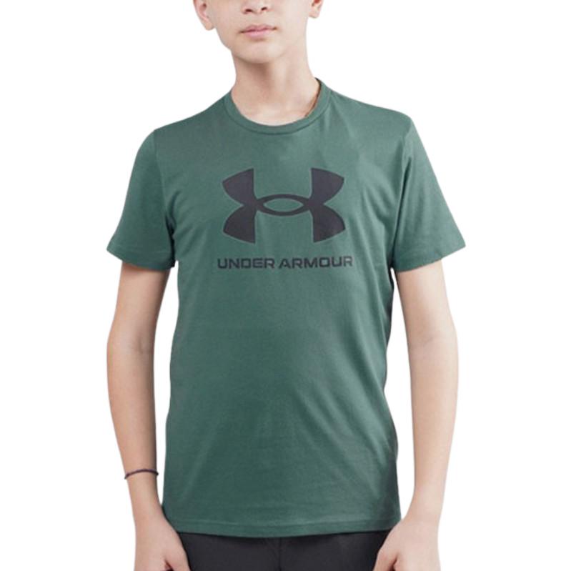 Under Armour Sportstyle Kids Logo Print Casual Short Sleeve T-Shirt Kids Tops Green 1363282-370