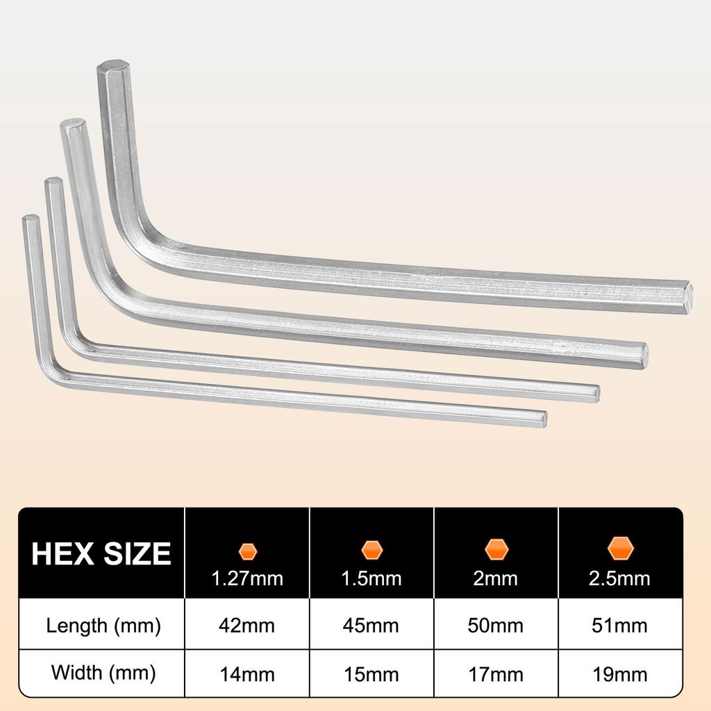 3/4/7pcs 1.27/1.5/2/2.5/3/4/5/6mm L-Shape Hexagon Metric Wrenches Hex Key Wrench Set for Home DIY Bike Motorcycle Repairing Tool