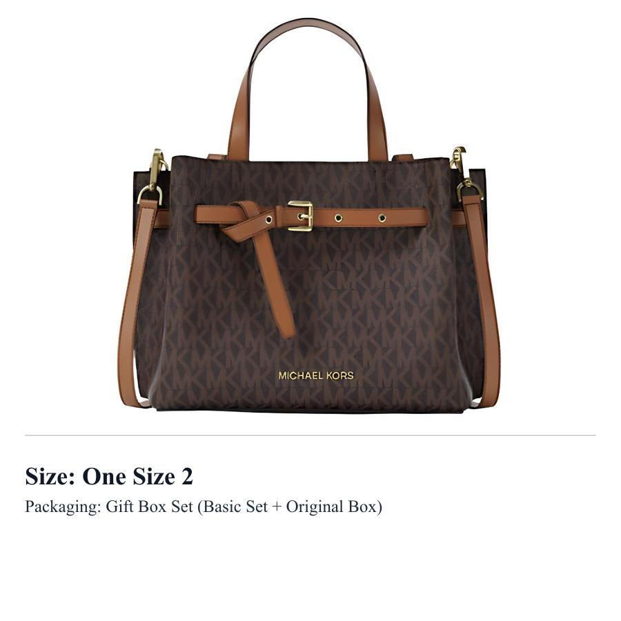 Michael Kors Mała damska torebka Emilia z powlekanego płótna, beżowa 30F5GU5S1B-BRN/ACORN