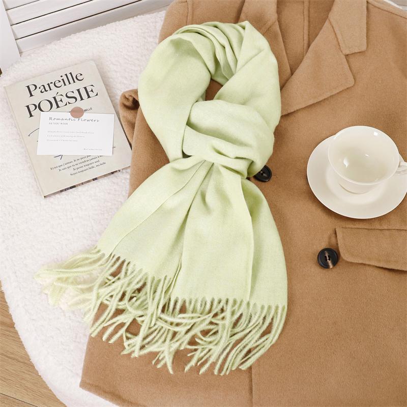 30*180cm Korea Styles Solid Color Cashmere Winter Warm Women Scarf Thicken Shawl Tassels Pashmina Hijab Wrap Windproof Foulard