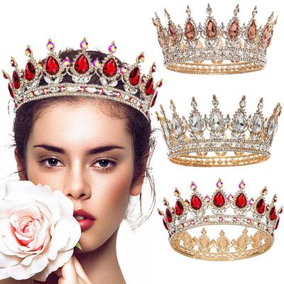 Baroque Alloy Round Rhinestone Crown Tiara Wedding Tiara Bride Bridesmaid Full Round Crown Hair Crown Hair Accessories