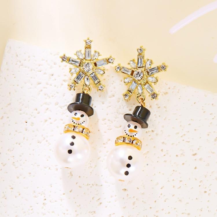 Elegant Charm Christmas Earrings Pack of 4 Including Snowman and Snowflake Styles for Celebrating Festival Holiday