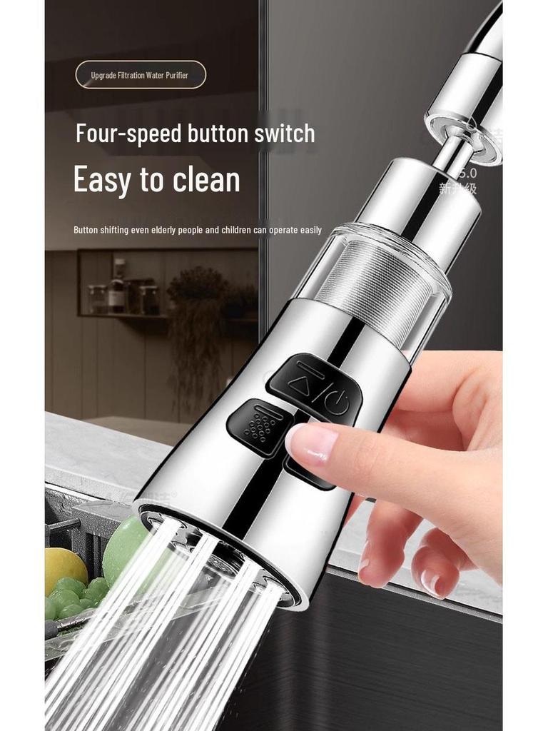 Universal Rotatable Kitchen Faucet Extender with Purifier and Anti-Splash Head