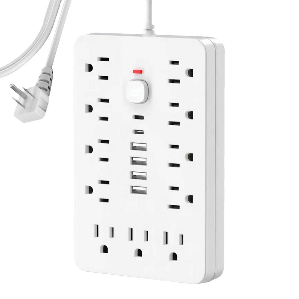 17-in-1 Plug Outlet Extender Power Strip With USB Port Switched Socket 11 Outlets 4 USB 2 Type-C Ports Multiple Security Protect