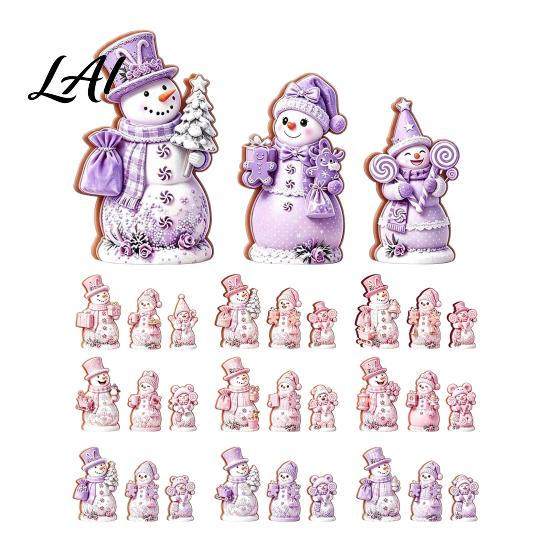 Wooden Snowman Ornaments 3PCS Christmas Ornaments Decorative Cute Festive Figures Creative Seasonal High-definition Printing Crafts for Holiday