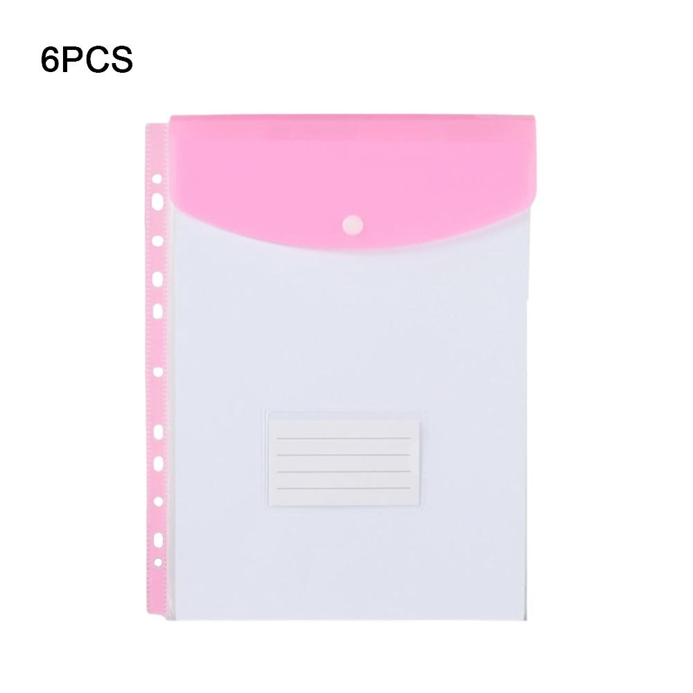 6 Pcs New PP Binder Folders Clear Envelopes Punched Pockets 11 Holes A4 Label Loose-Leaf File Management