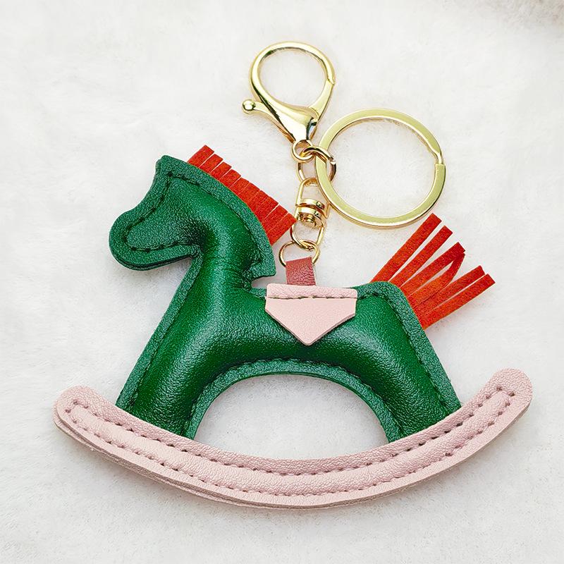 

2025 Year of the Horse Leather Keychain - Creative Little Horse Pendant with Cotton-Filled Wobbly Charm