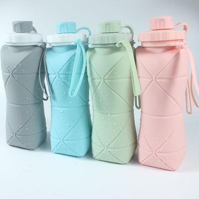 1 szt. 600 ml silikonowy składany kubek na wodę, wysuwany, przenośny na zewnątrz, podróżny, sportowy czajnik, odporny na wysoką temperaturę, spożywczy, kreatywna składana butelka na wodę