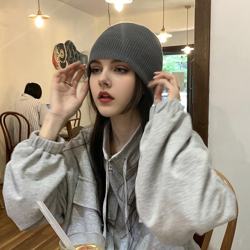 Women's Winter Wool Hat Trendy Korean Pullover Hat Versatile Cold Hat Korean Version Japanese Warm Confinement Knit Hat Autumn and Winter