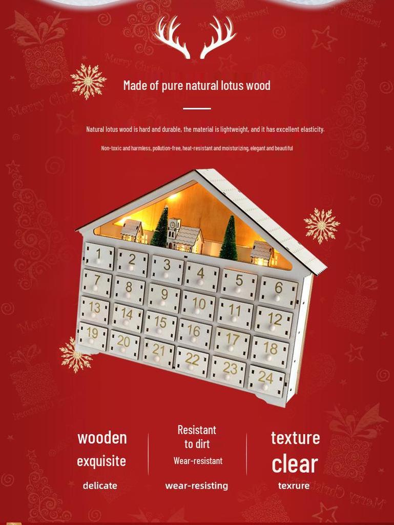 24-Day Christmas Advent Countdown Calendar Ornament Set for Home Decorations