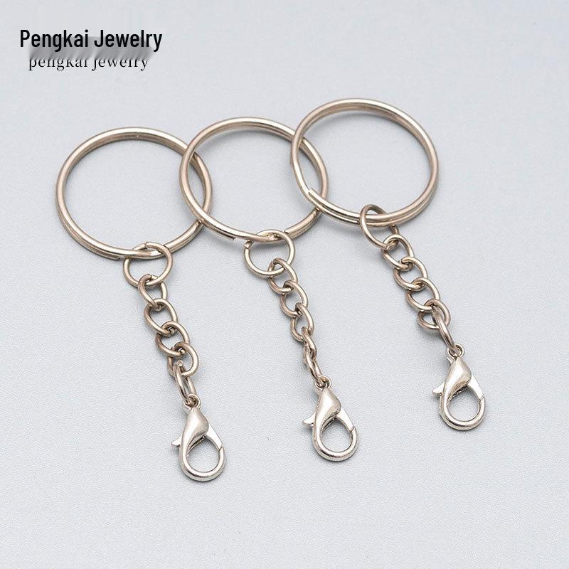DIY Jewelry Metal Key Rings & Lobster Clasps with Embossed Flat Split Rings