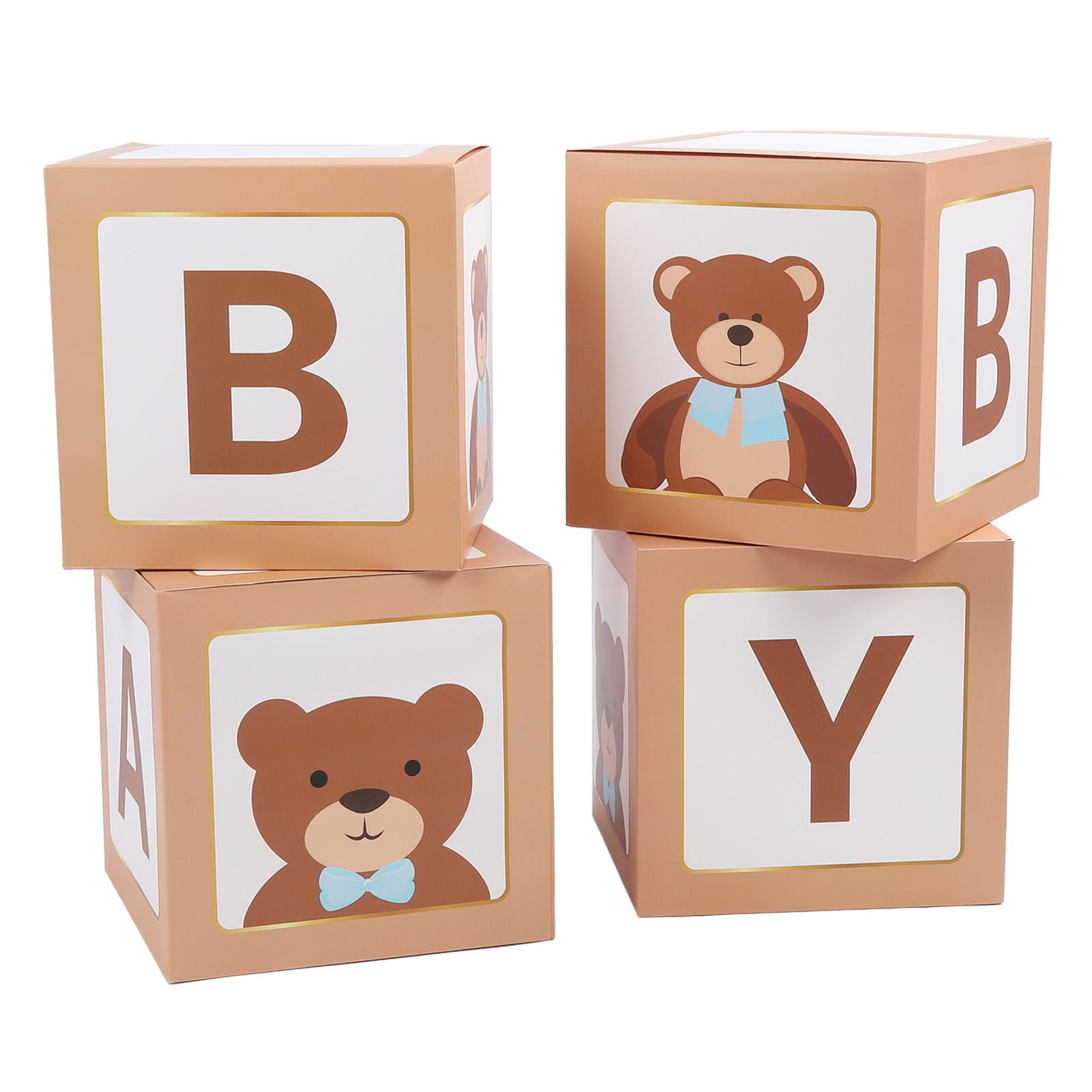 

4pcs 11.81in Bear Themed Balloons Boxes Party Supplies for Gender Reveal Party Decorations Letters Box Birthday