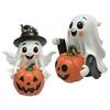 Halloween Ornament Ghost Holds Pumpkin Shape Realistic Pattern Sculpture Haunted House Fireplace Decor