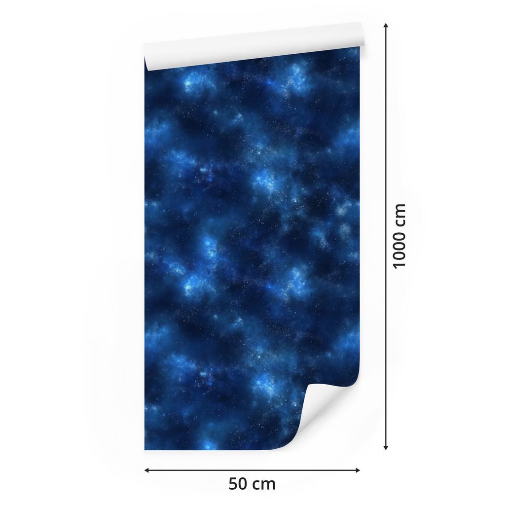 Watercolor Galaxy Wallpaper Navy Blue, Blue Center 50x1000