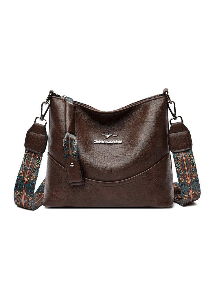 Retro Soft Leather Crossbody Bag Simple Bucket Bag Large-capacity Single-shoulder Bag