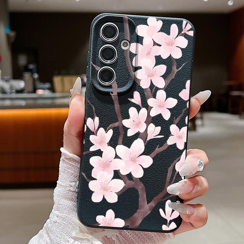 Hand-drawn Style Sakura Case For Samsung Galaxy A57 A37 A17 A56 A36 A26 A16 A55 A35 A25 A15 A54 5G S21 FE S22 S23 S24 Plus S25 Edge S26 Ultra