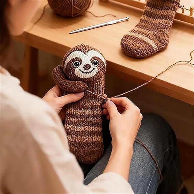 1 Pair [Animal Socks] Sloth Funny Double-Layer Cotton Socks -3D Cute Animal Plush Socks for Themed Parties, Gifts, Casual Attire