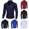 Men Fashion Solid Color Turn Down Collar Long Sleeve Slim Fit Blouse Shirt Top