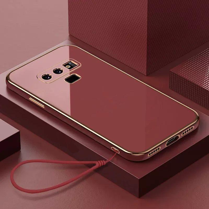 

Для Samsung Galaxy Note9 Чохол Розкішний Квадратний Гальванічний SM-N960F, SM-N960U Чохол для Телефону Ударостійка Силіконова Задня Кришка Футляри For Galaxy Note9&Case & Strap