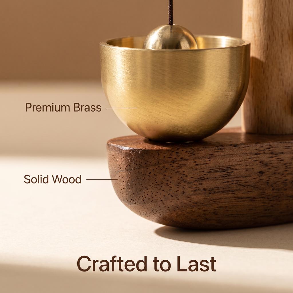 Wind Chime Doorbell-No-Drill Magnetic Door Bell,Brass &Solid Wood Cat Doorbell for Entry Door, Home &Pet Door