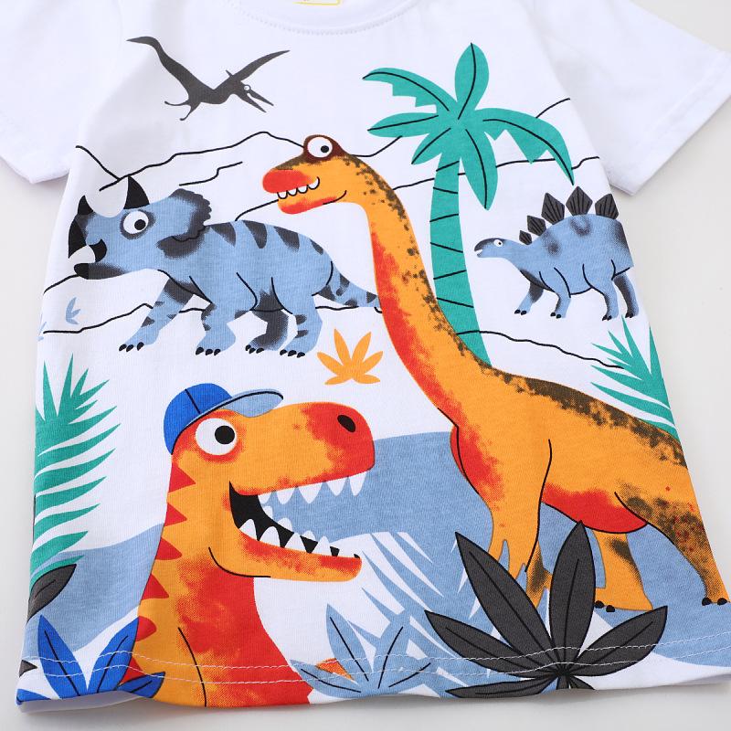 Little maven Children's Clothing Baby Boys 2026 Summer New Kids Clothes Holiday Cartoon DinosaursT Shirts 2-7 Years
