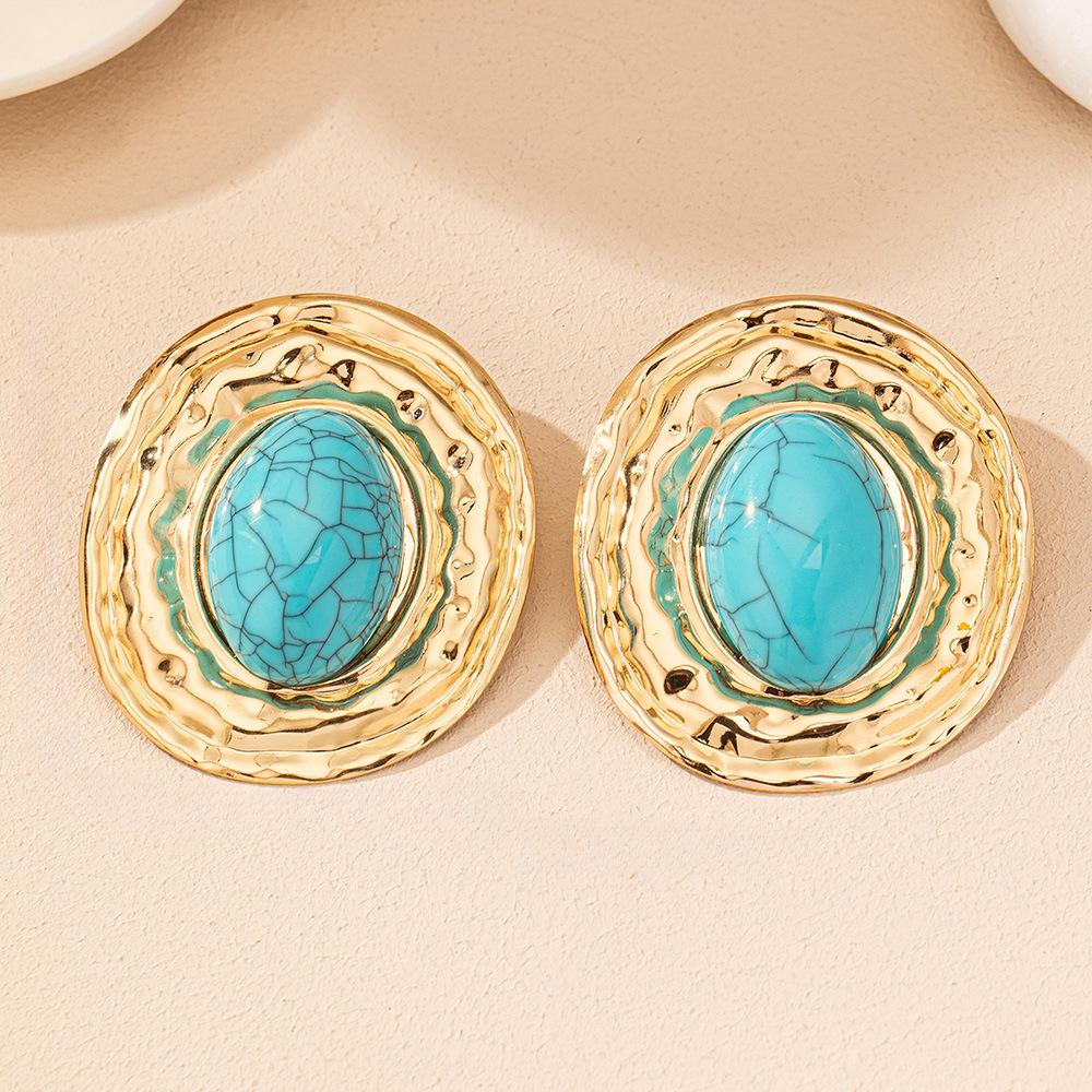 Stud Earrings For Women Round Metal Geometric Ear Accessories Holiday Party Gift Fashion Jewelry CE214