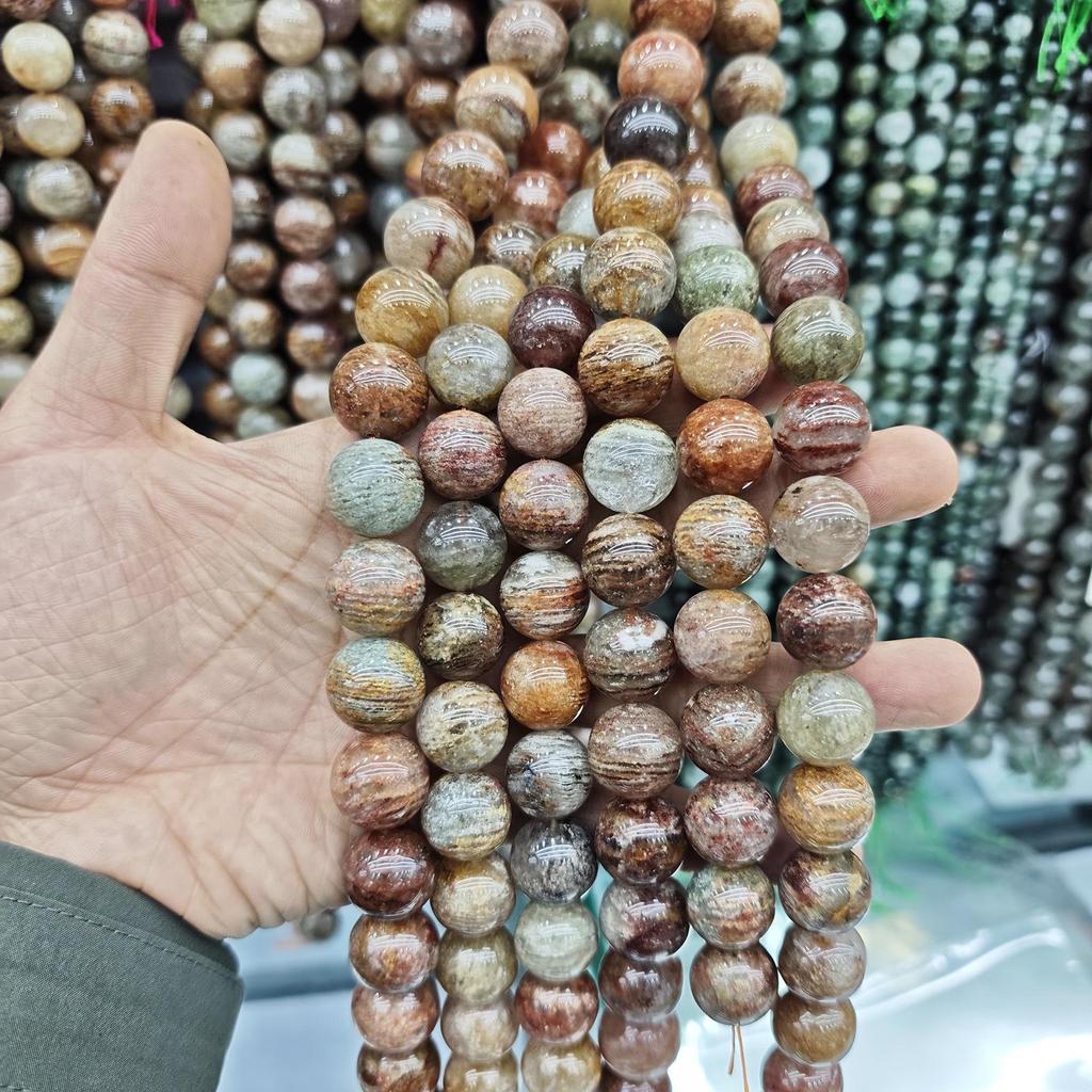 7A Natural Crystal Thousand-Layer Phantom Round Beads for DIY Jewelry and Accessories