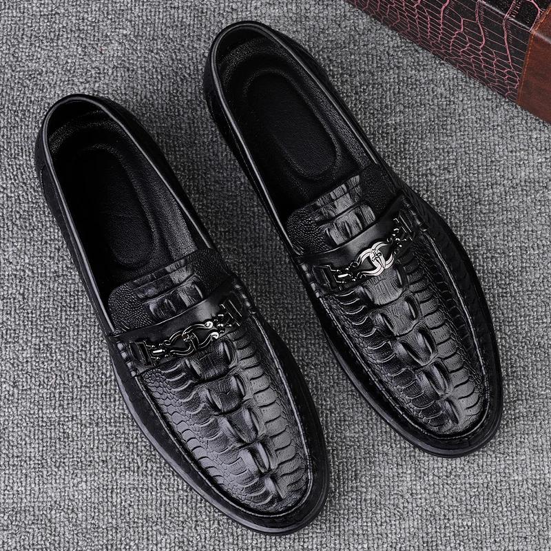 Fashion New Crocodile Pattern Summer Loafers Luxury Brand Slip on Flats Genuine Leather Dress Driving Moccasins Casual Leather Footwear