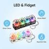 Breloc Tastatură Mecanică cu Lumină LED Jucărie Fidget 4 Switch-uri Sunet Clicky Breloc pentru Ameliorarea Stresului Cadou Cool pentru Jucători BăiețiFete